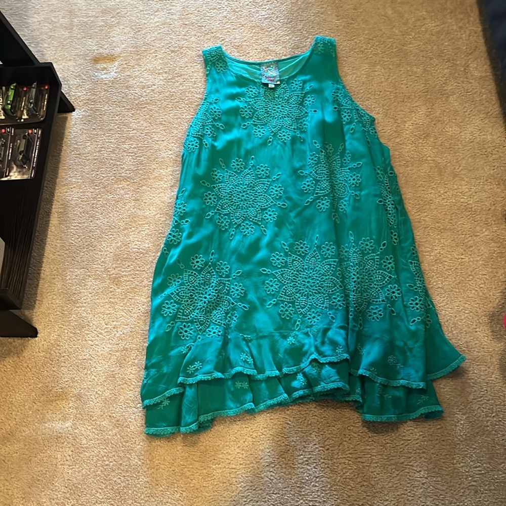 Johnny Was Turquoise Embroidered Dress